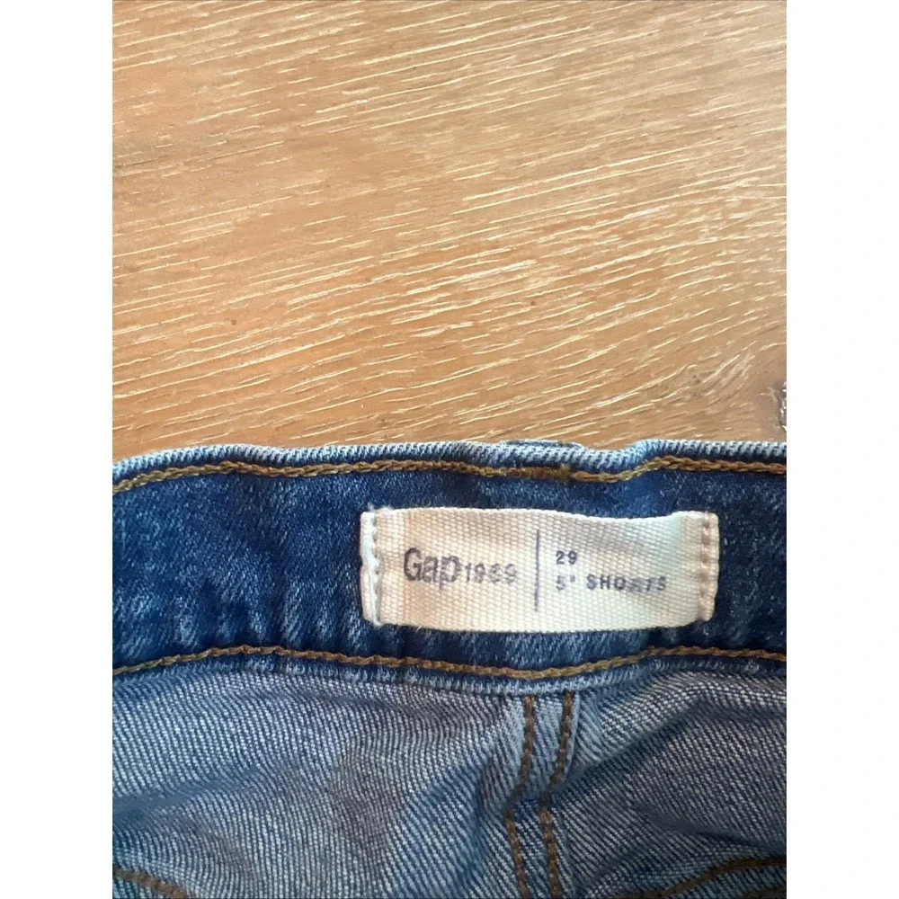 GAP Stretch Denim Rolled Cuff Distressed Shorts 29 - 5